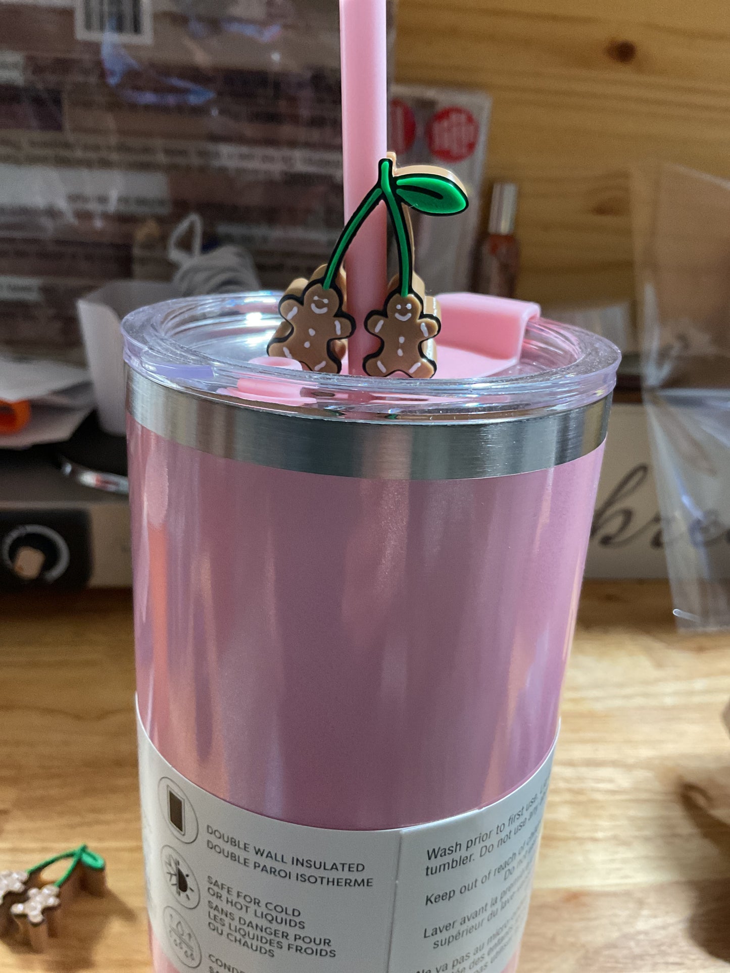 Gingerbread Cherry 3D Straw Topper