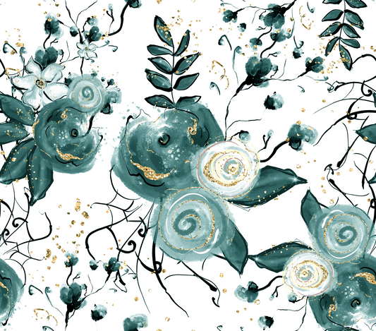 Teal Floral Roses